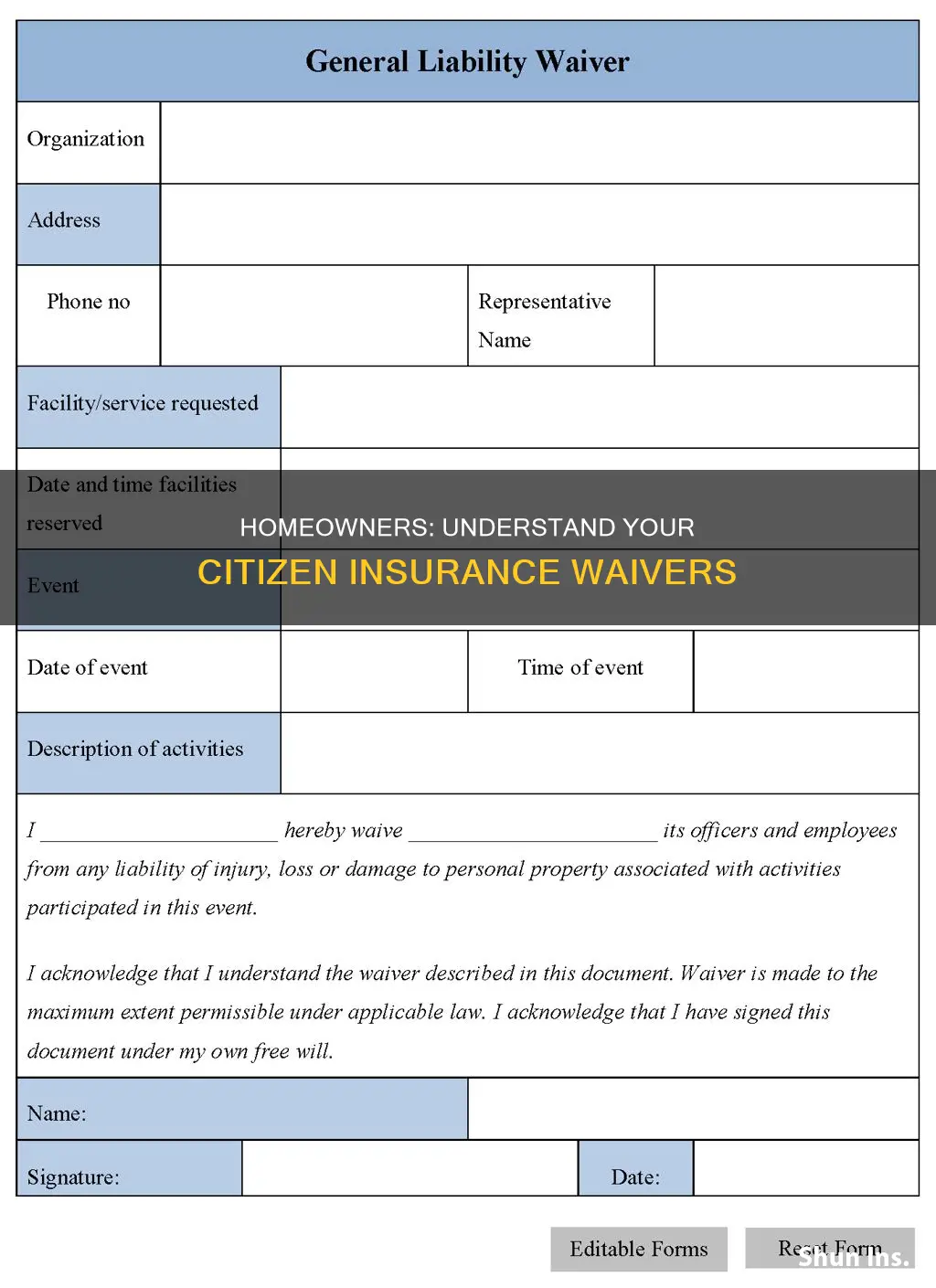 what is citizen insurance house waiver