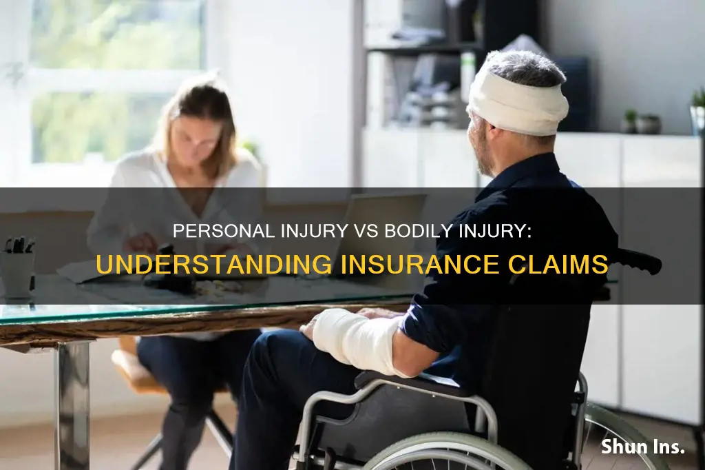 what is difference of personal injury bodily injury in insurance