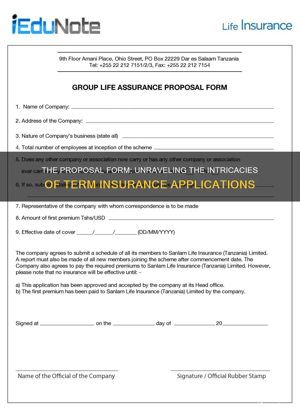 what is proposal form of in term insurance