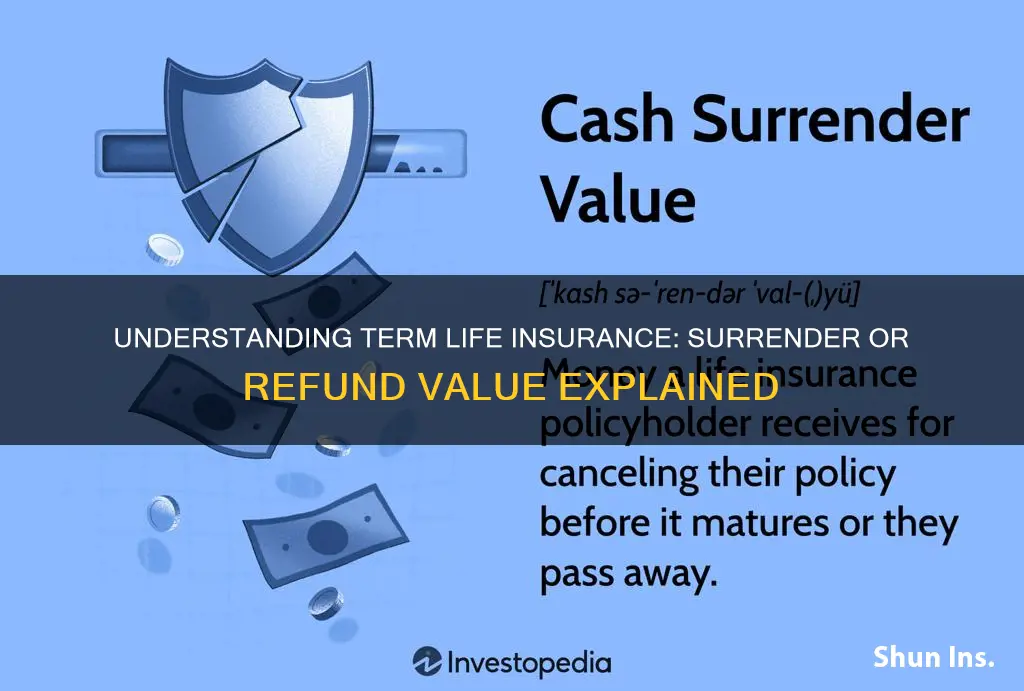 what is surrender or refund value of term life insurance