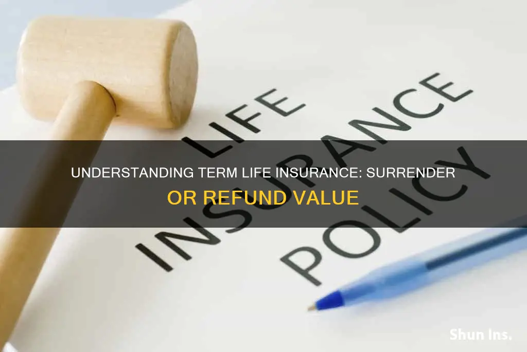 what is surrender or refund value of term life insurance