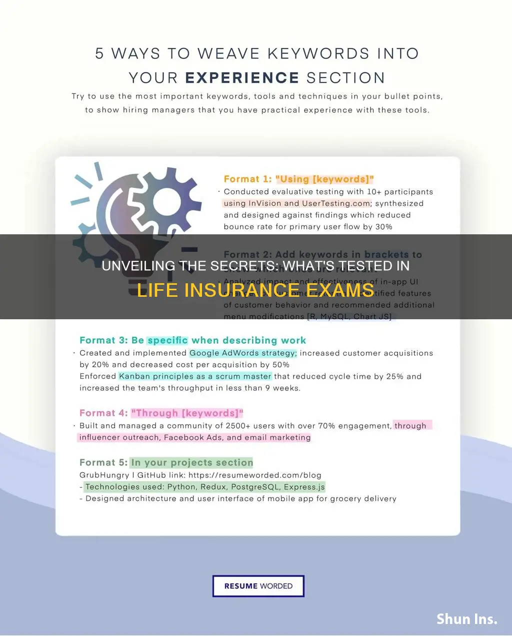 what is tested for in a life insurance exam