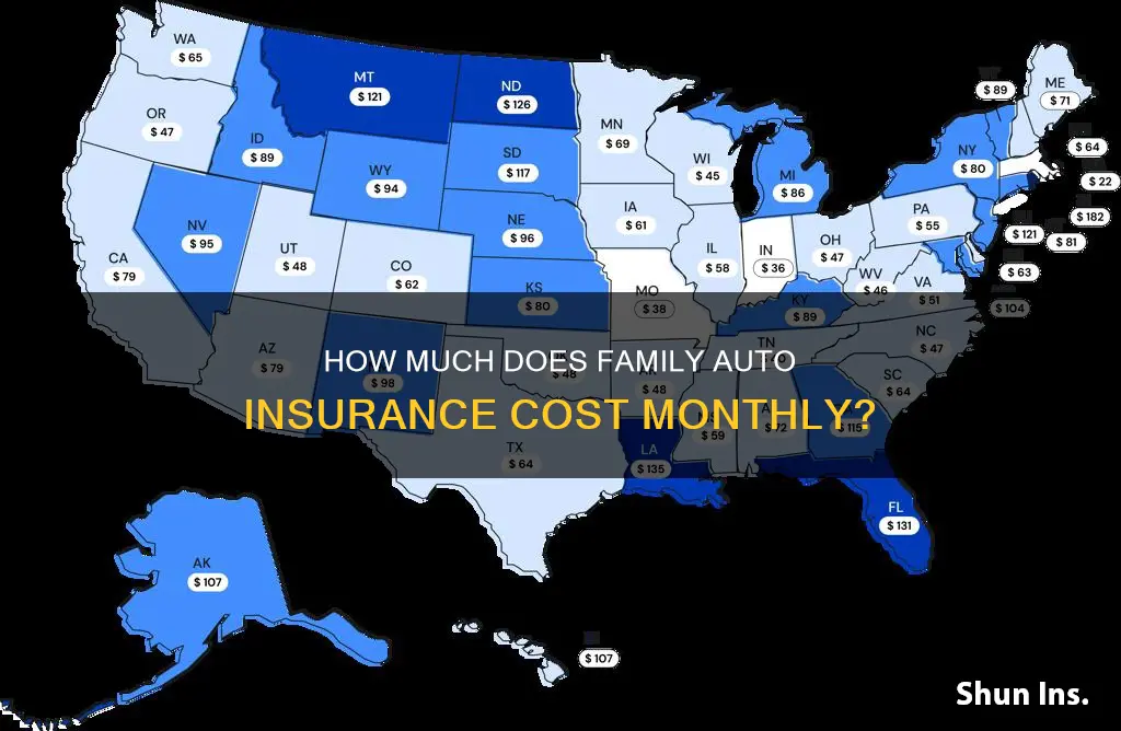 what is the average family auto insurance per month usa