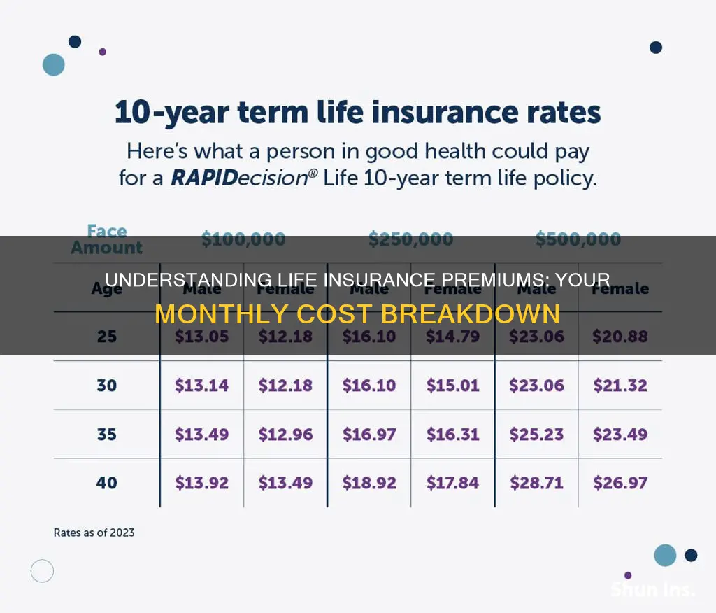 what is the average monthly payment for life insurance