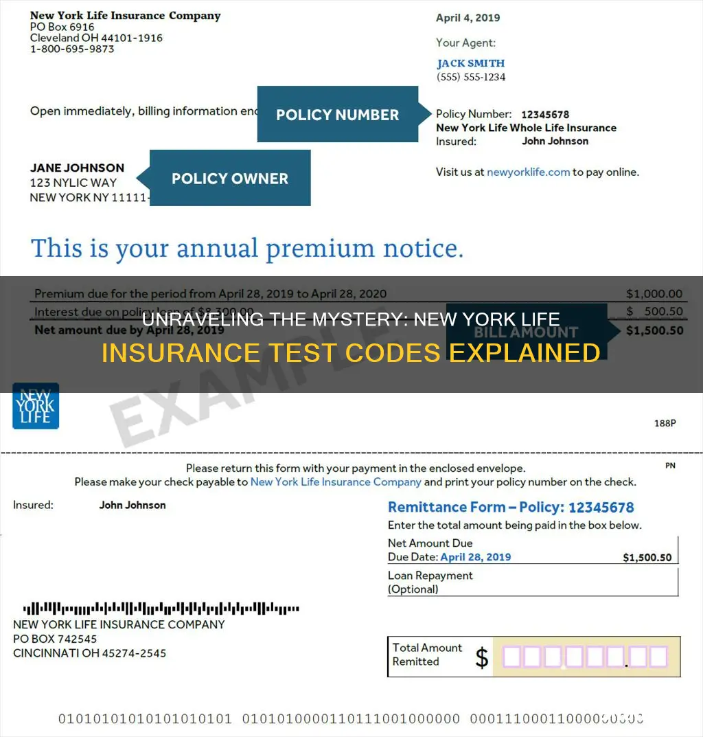 what is the code for new york life insurance test