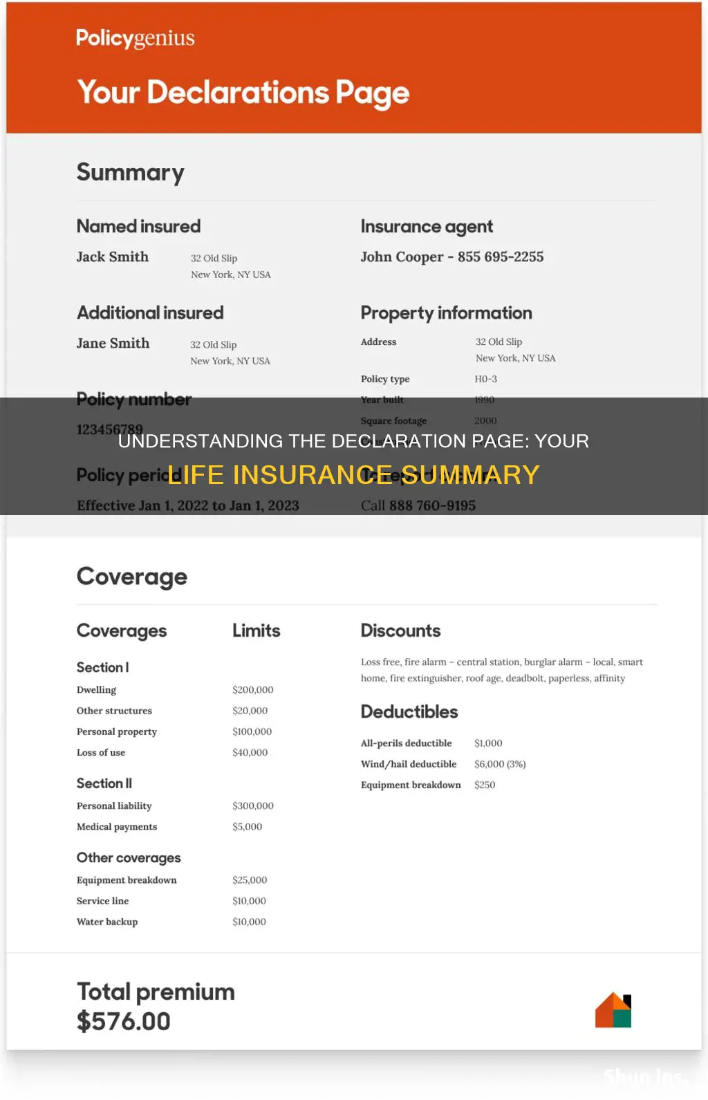 what is the declaration page of life insurance