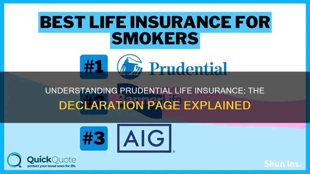 what is the declaration page of prudential life insurance