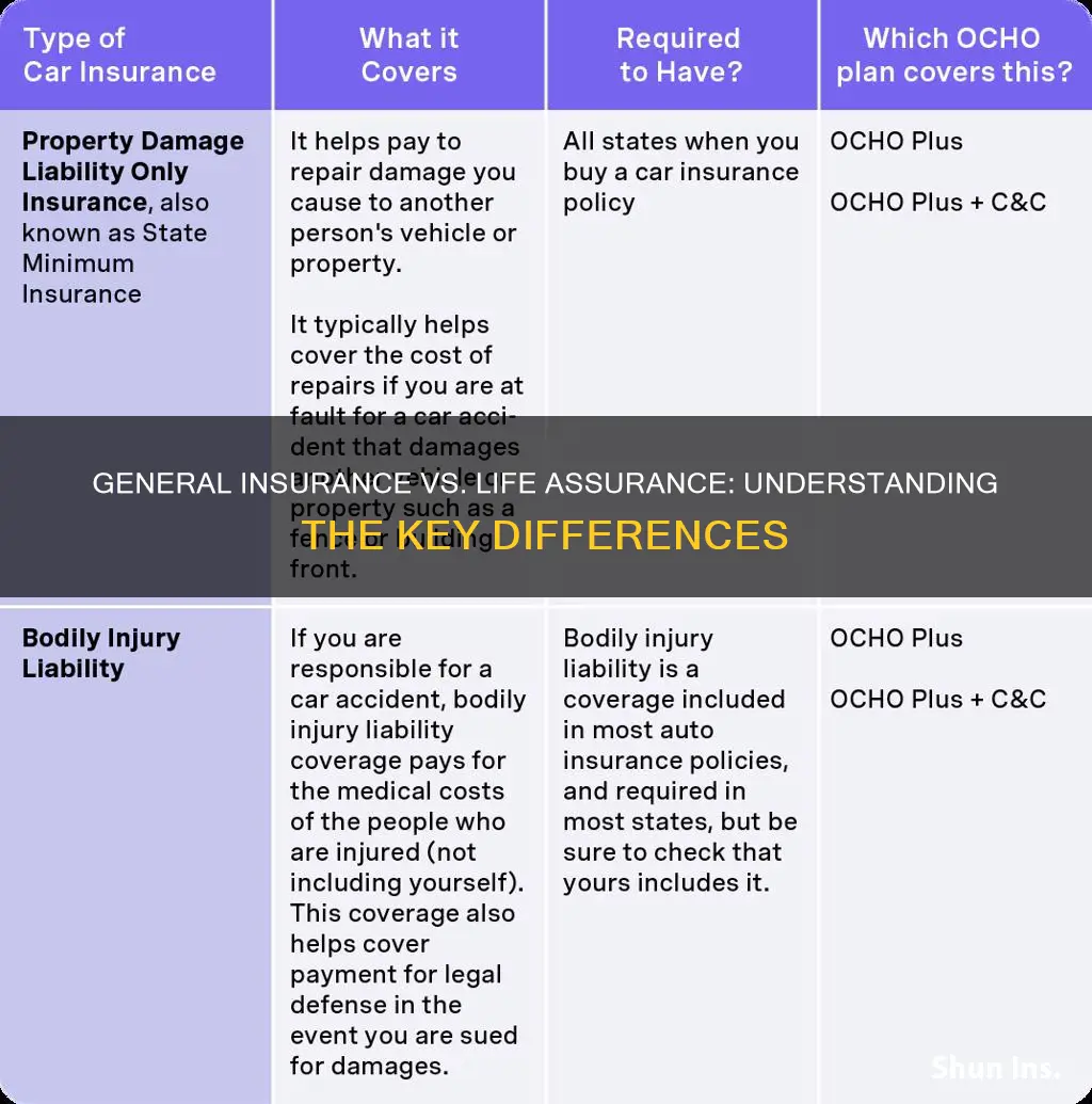 what is the difference between general insurance and life assurance