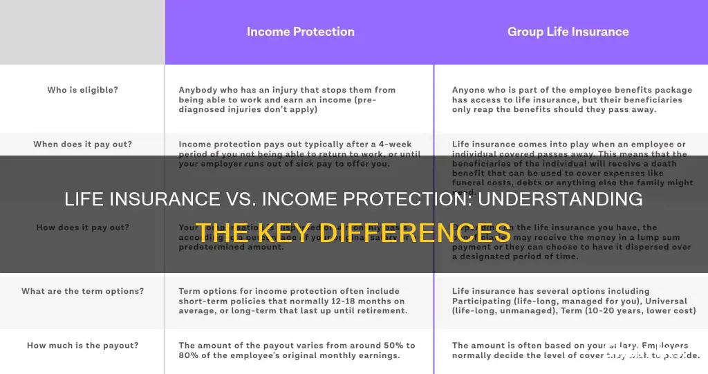 what is the difference between life insurance and income protection