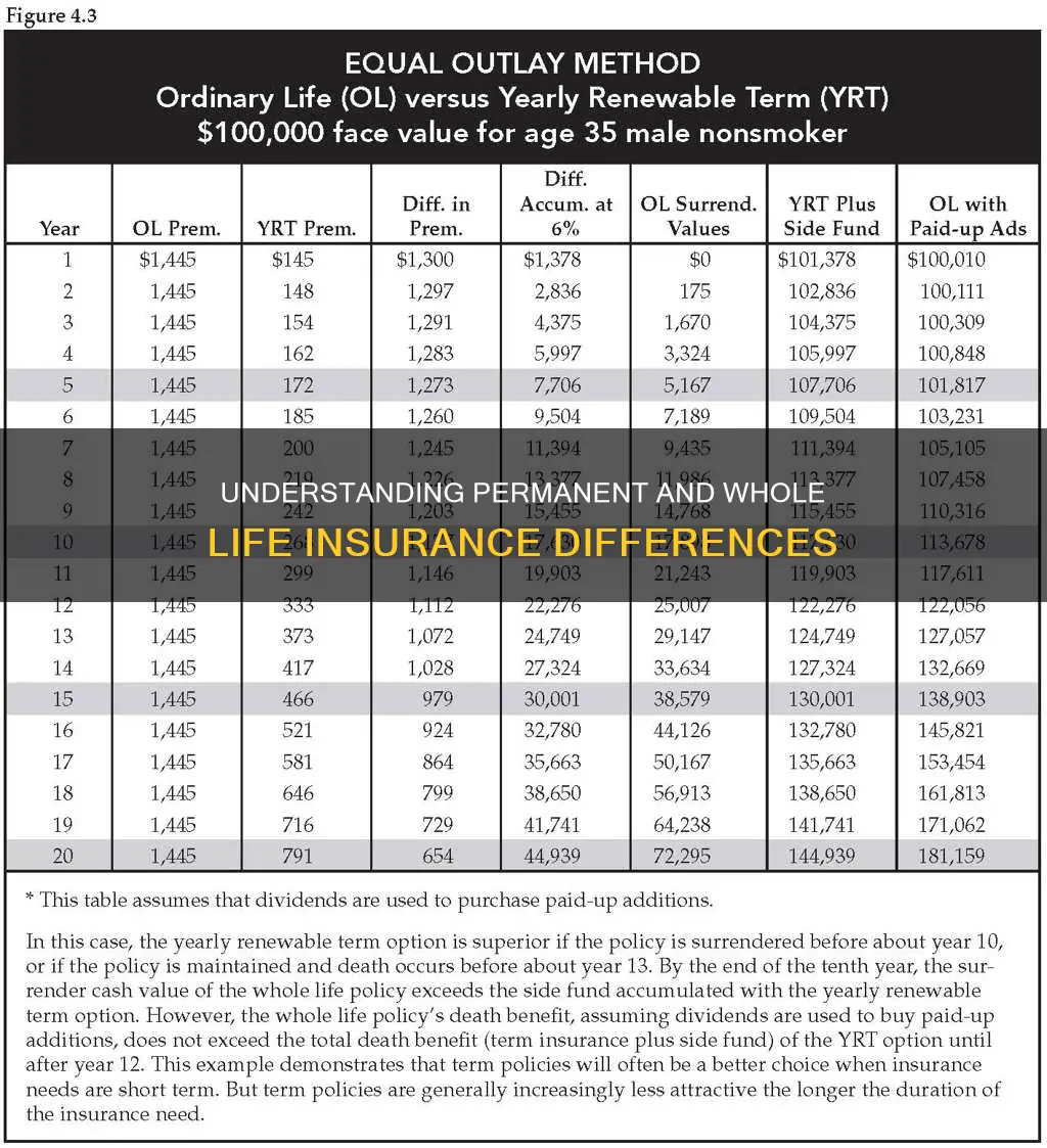 what is the difference between permanent and whole life insurance