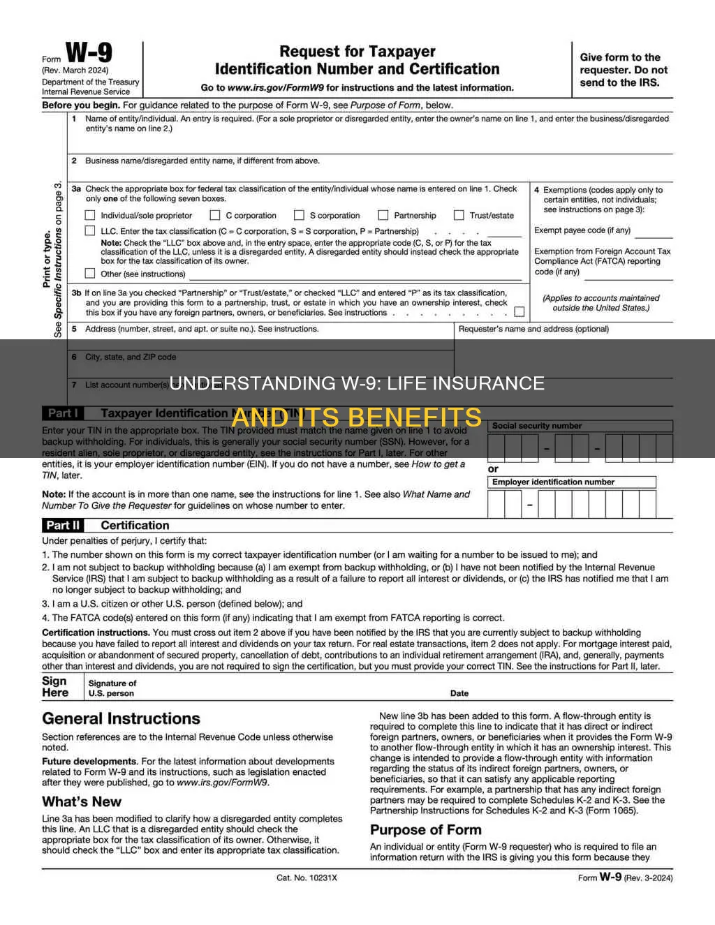 what is w 9 form life insurance