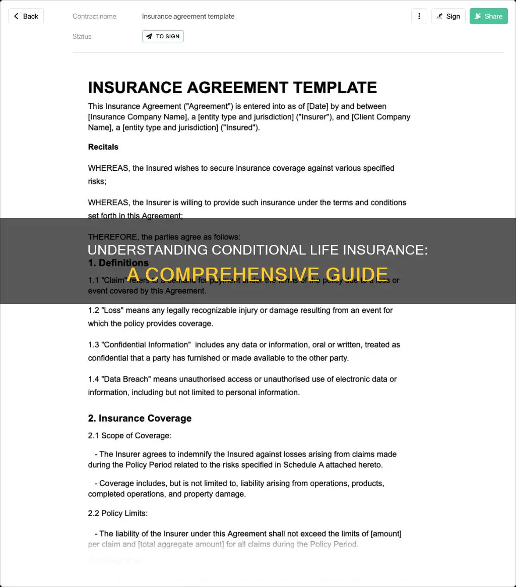 what isa conditional life insurance agreement