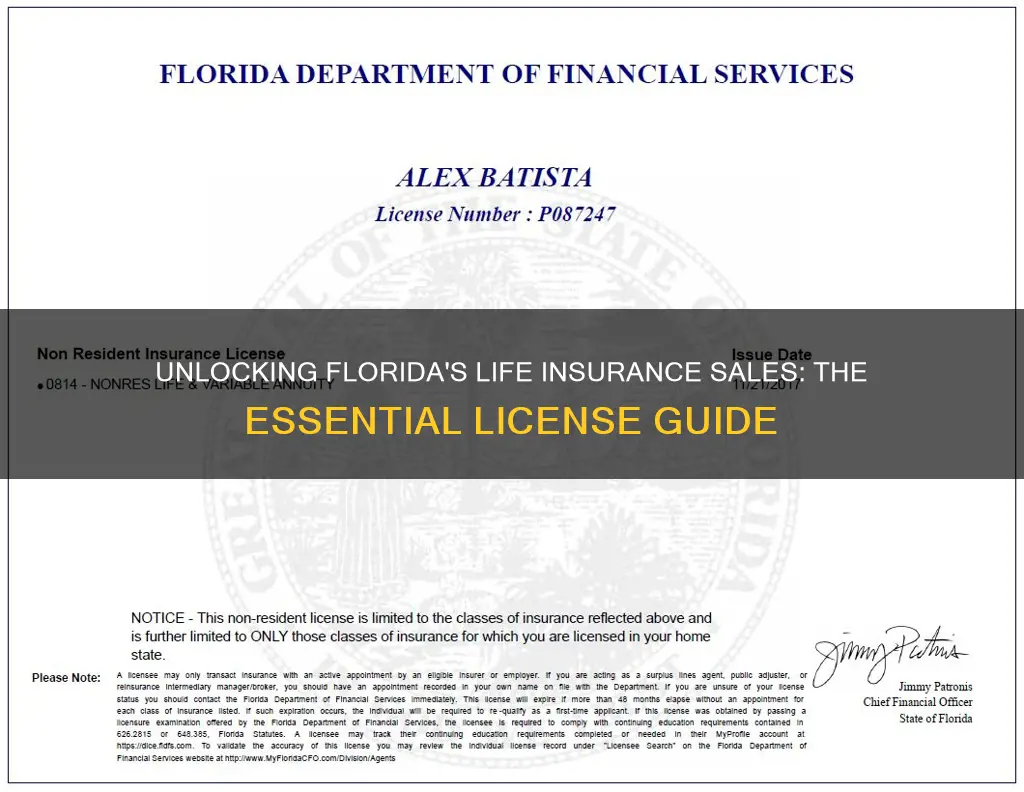 what licnese in Florida allows you to sell life insurance