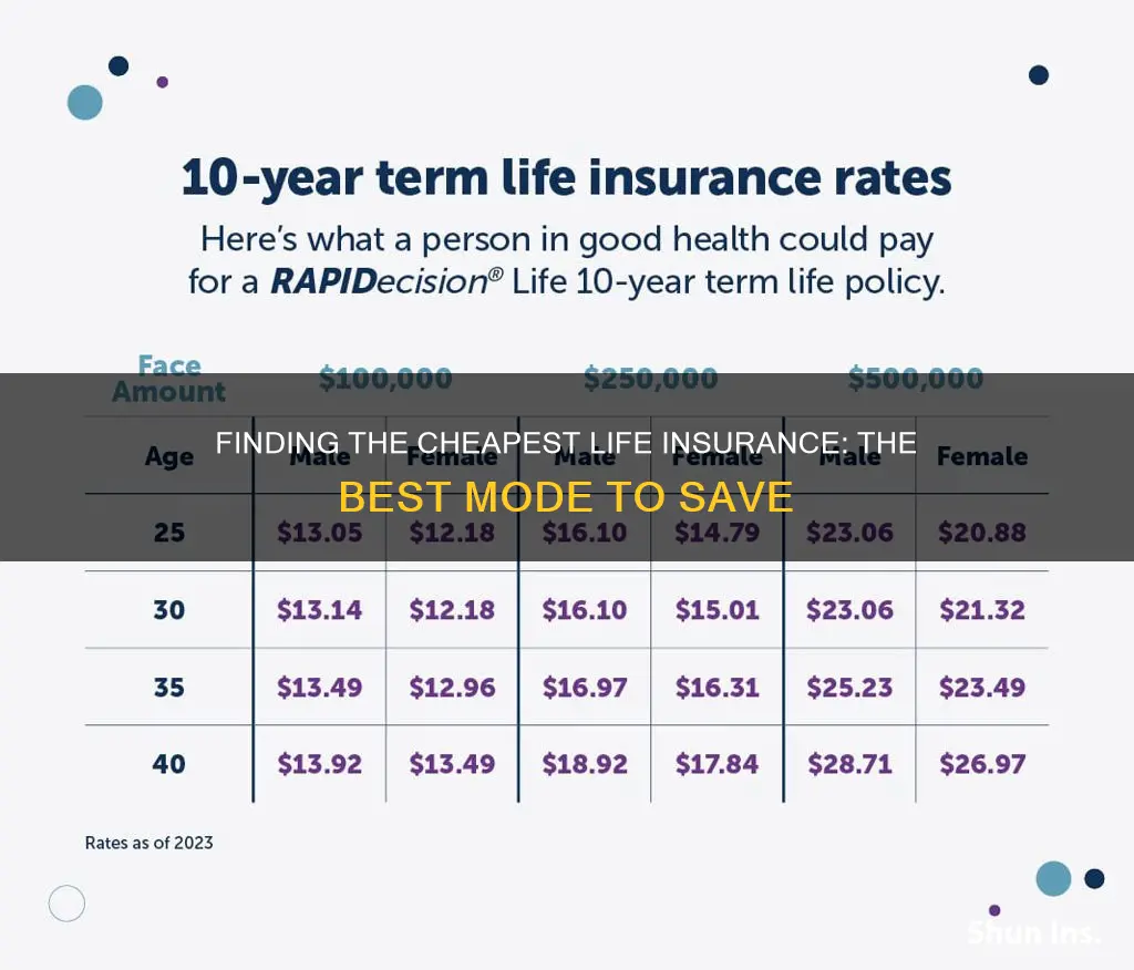 what mode for least amount per year life insurance