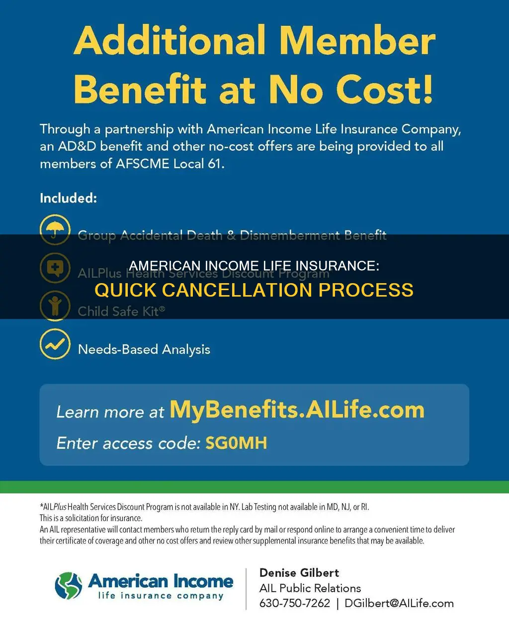 what number to call to cancel american income life insurance