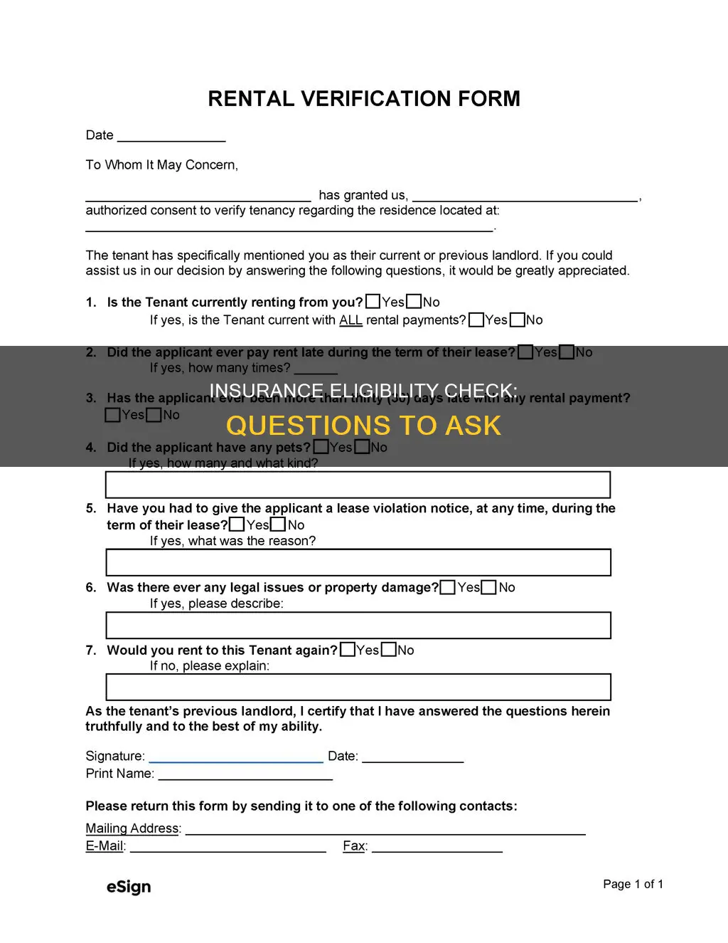 what questions to ask when doing an insurance eligibility check