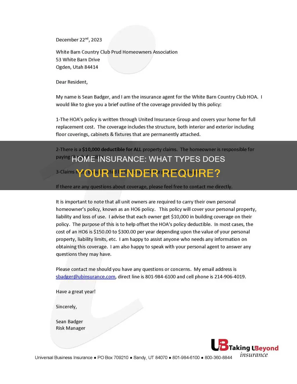 what types of homeowners insurance a lander requires