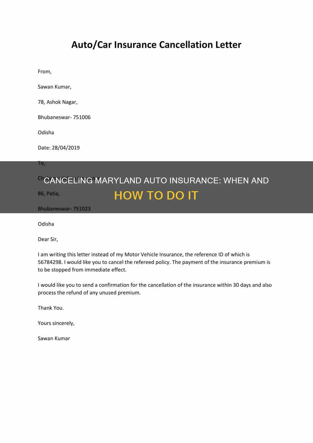 when can I cancel my maryland auto insurance