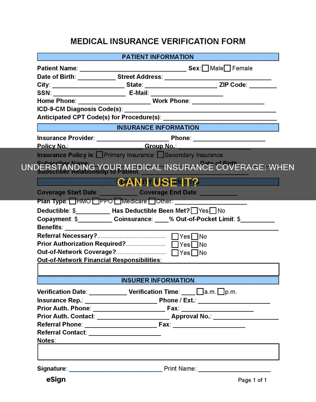 when can I use my medical insurance