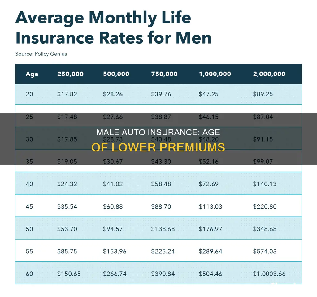 when does auto insurance go down for males