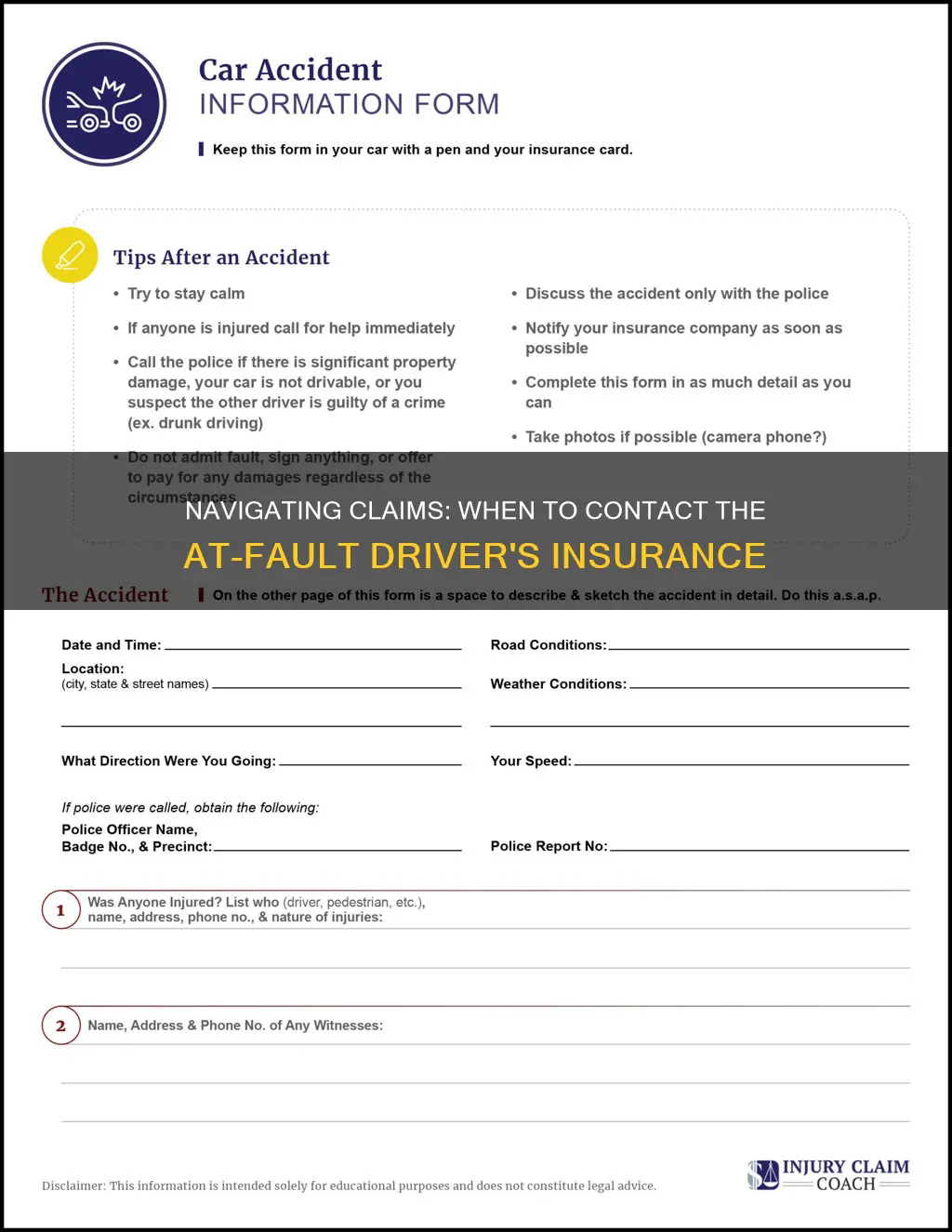 when to contact at fault driver insurance