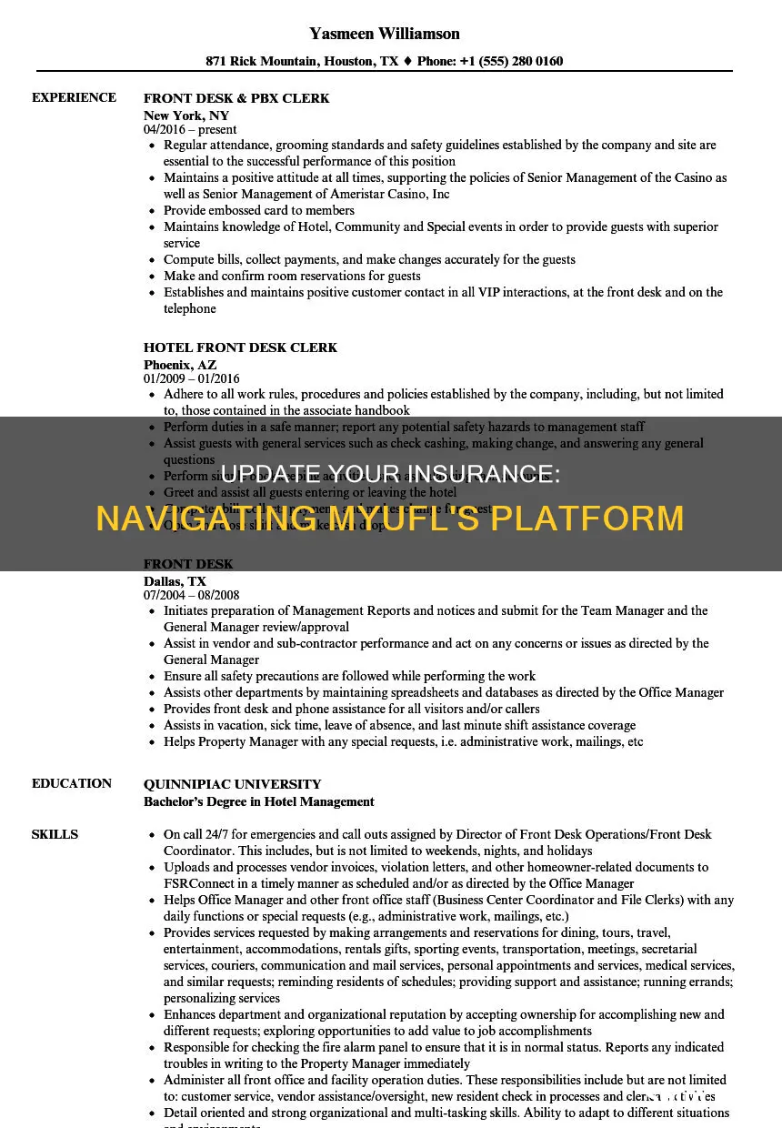 where do I go to update my insurance on myufl