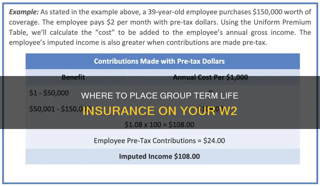 where do you put group term life insurance on w2