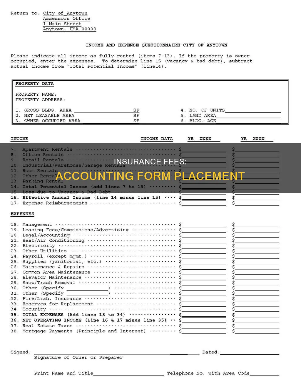 where do you report insurance fees in accounting forms