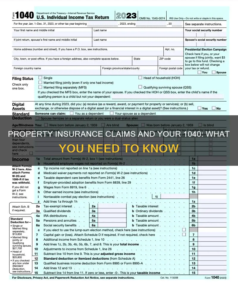 where does an property insurance check go on a 1040