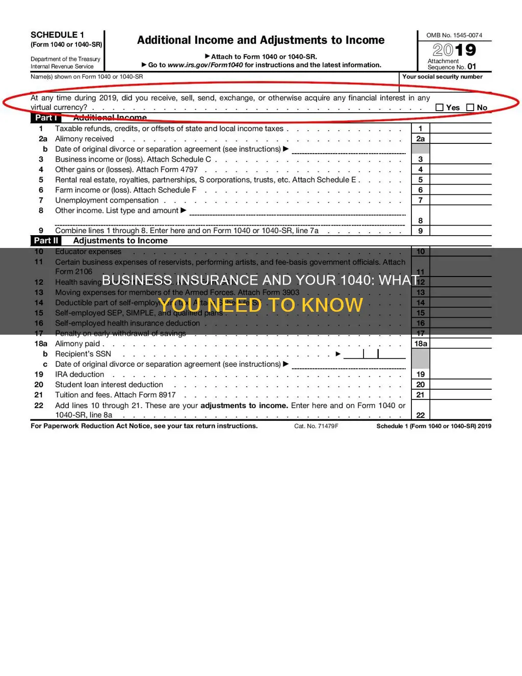 where does business insurance go on a 1040