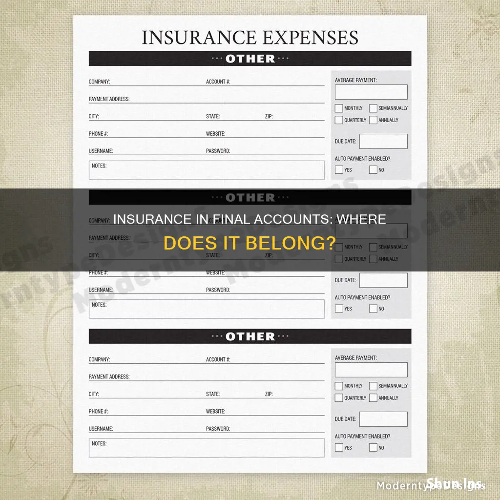 where does insurance go in final accounts