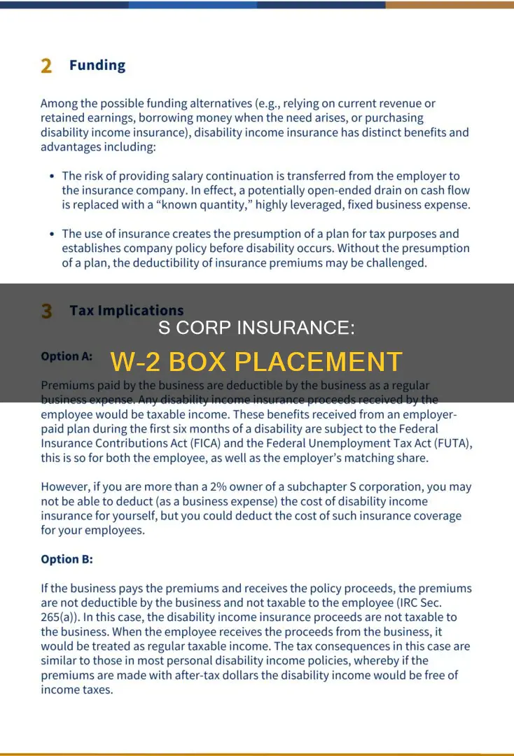 where does s corp insurance go on w2