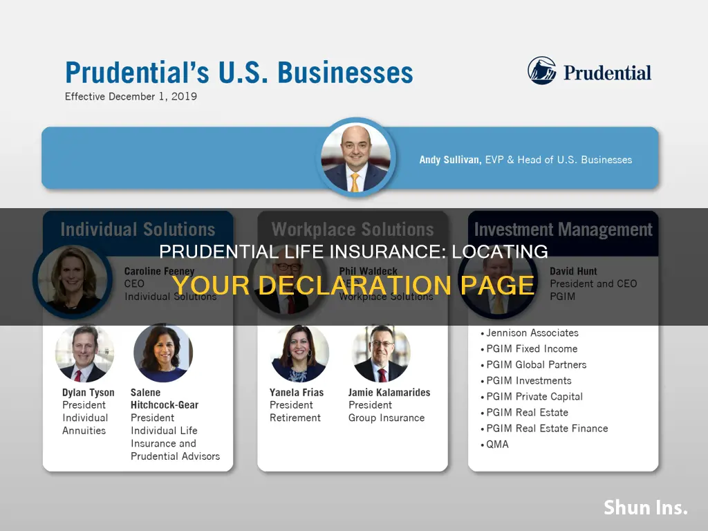 where is declaration page on prudential life insurance