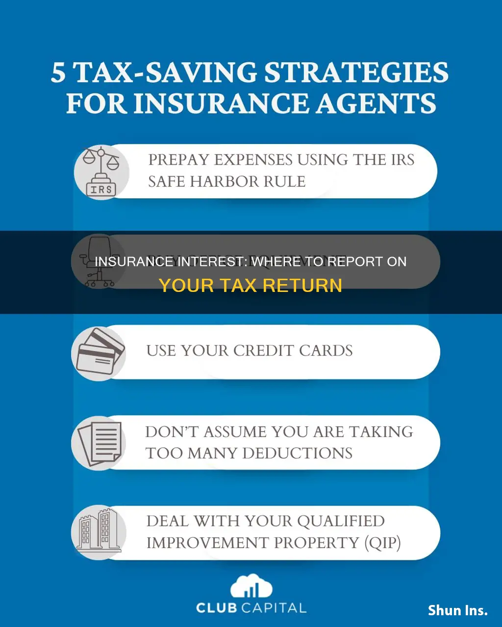 where is insurance interest reported on taxes