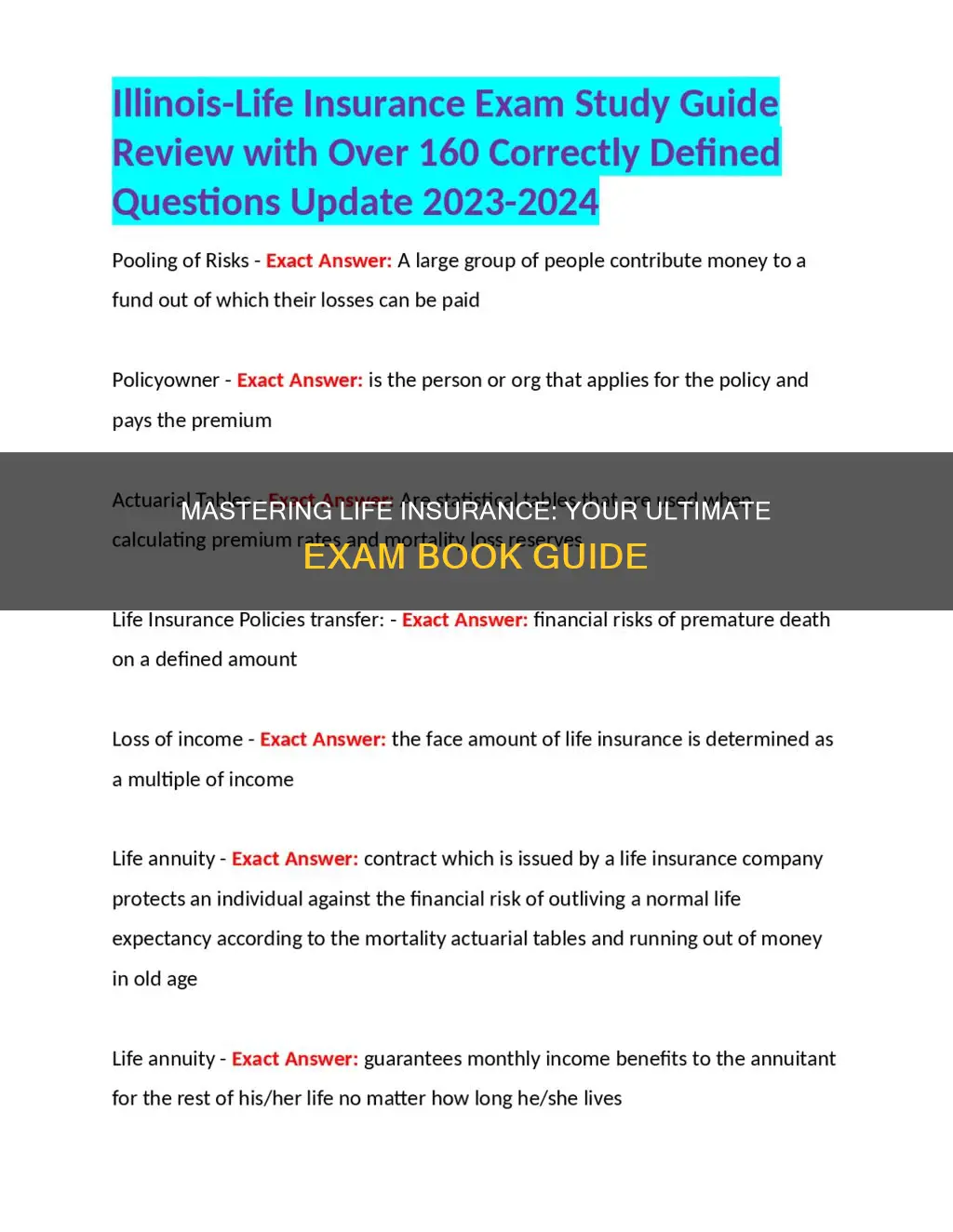 where to life insurance exam book