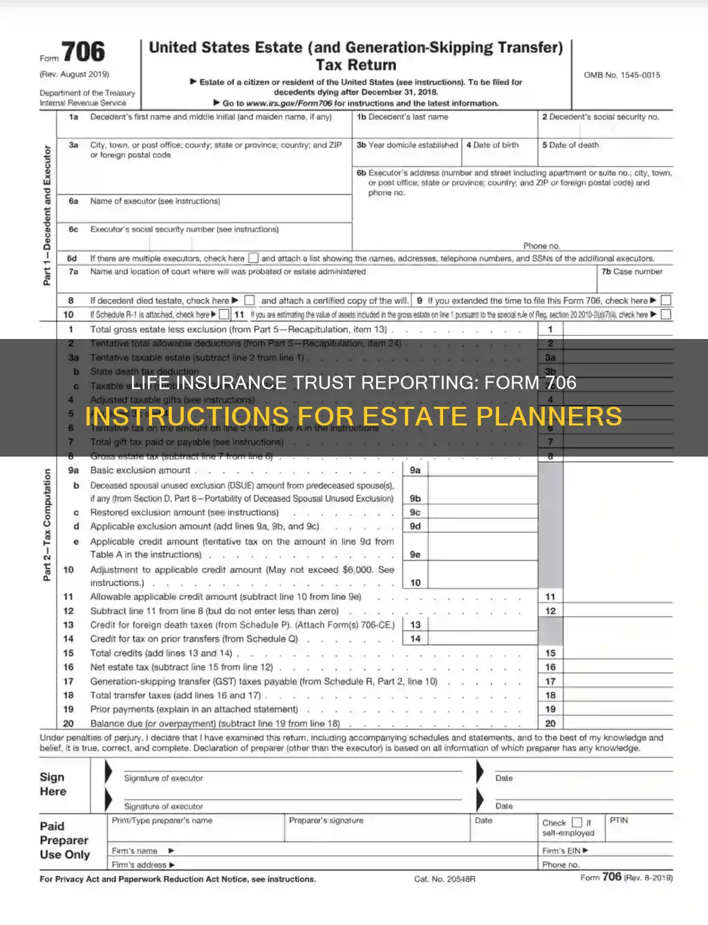 where to report irrevocable life insurance trust on form 706