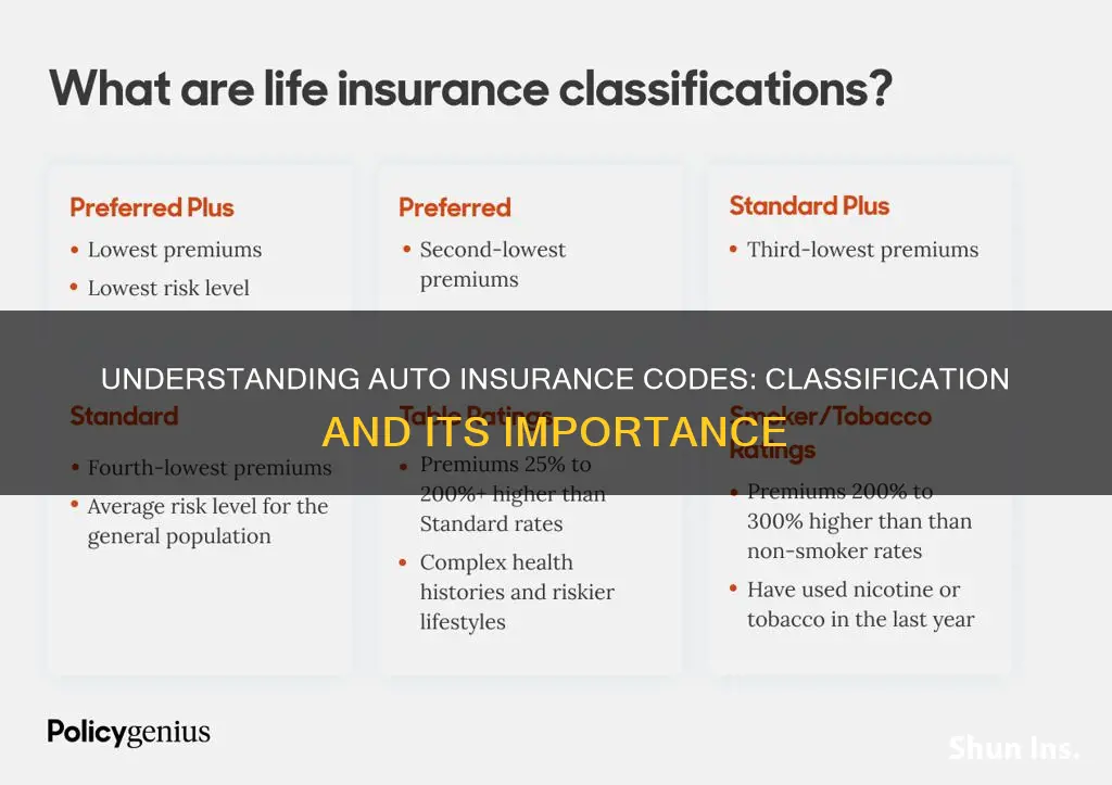 which auto insurance classification codes