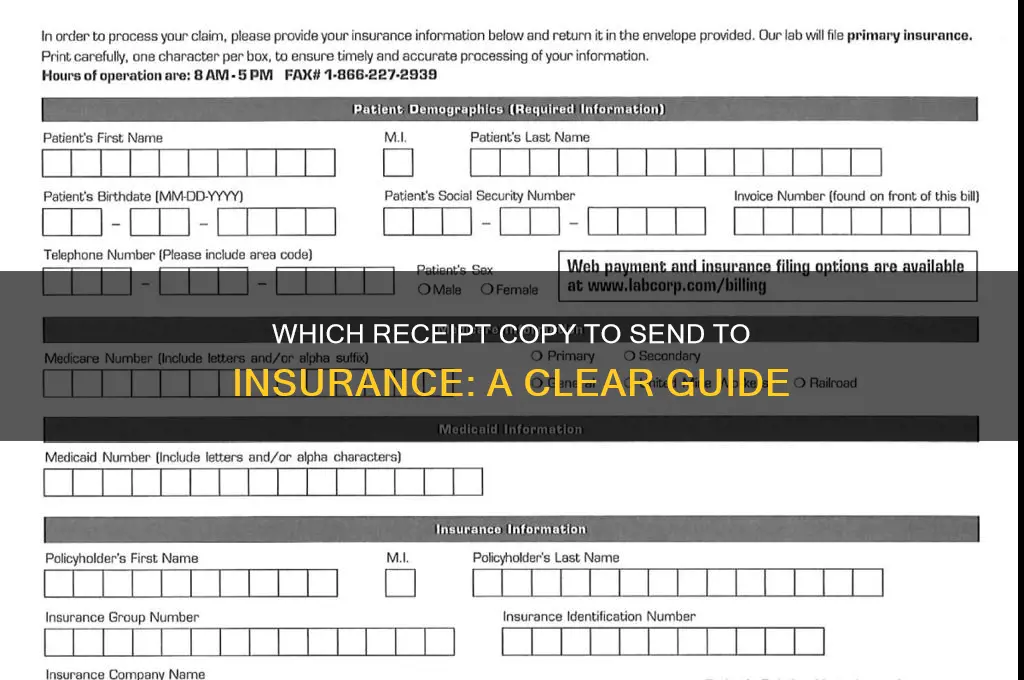 which receipt copy to send to insurance company