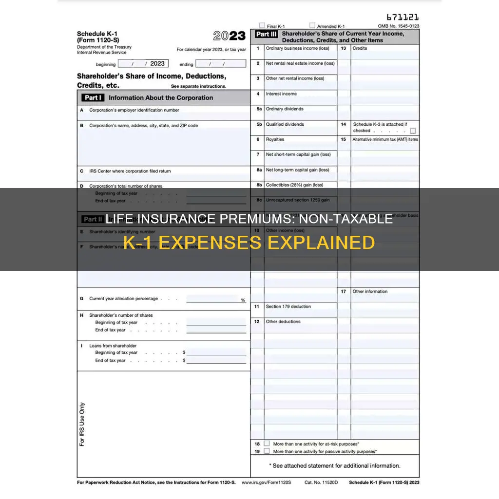 why are life insurance polidies non-taxable expenses on k-1