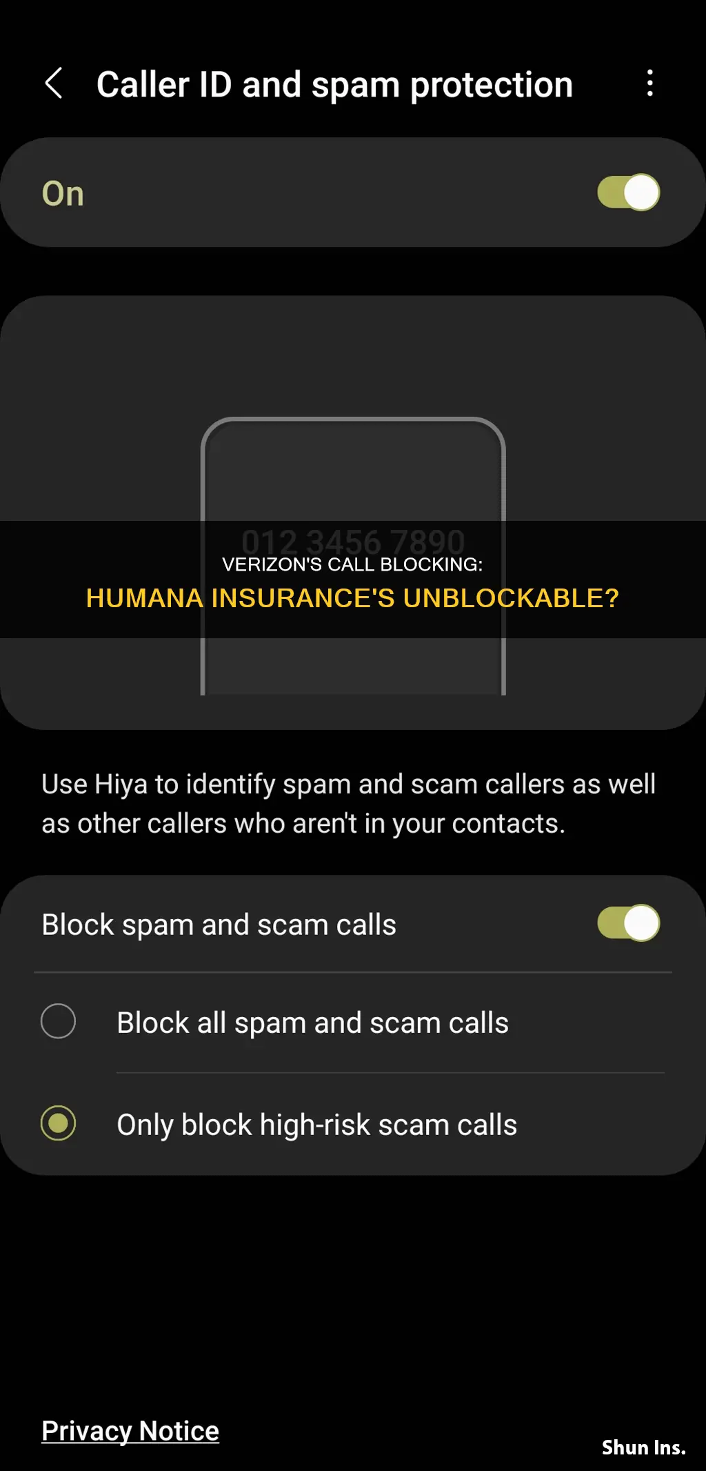 why cant verizon block a call from humana insurance