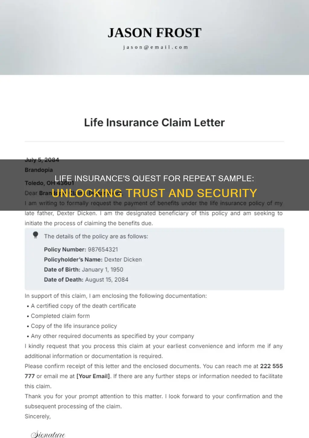 why do life insurance want repeat rine sample