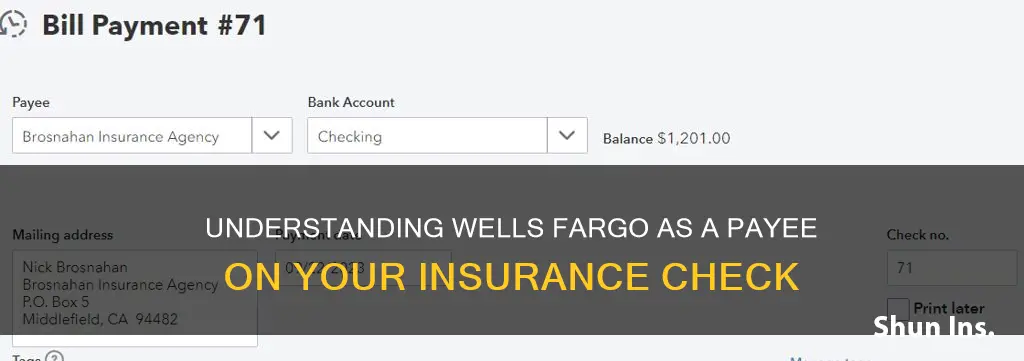 why is wells fargo a payee on my insurance check