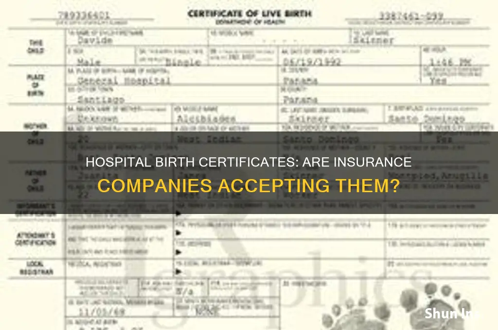 will insurance companies accept hospital birth certificate