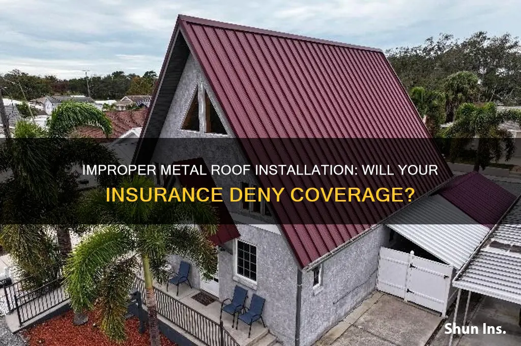 will insurance company deny coverage for improperly installed metal roofa
